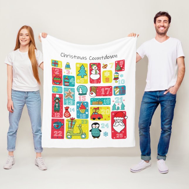 Christmas countdown Advent Calendar Fleece Blanket (In Situ)