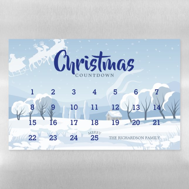 Christmas Countdown Advent Calendar Magnetic Dry Erase Sheet (Horizontal)