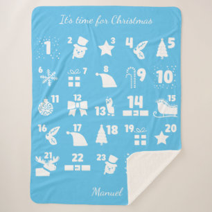Christmas Countdown Advent Calendar Sherpa Blanket