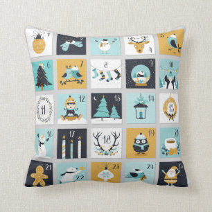 Christmas Countdown cute Christmas Symbols Throw Pillow