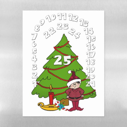 Christmas Countdown Elf  Tree Advent Calendar Magnetic Dry Erase Sheet