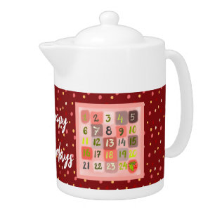 Christmas countdown teapot Happy Holidays 