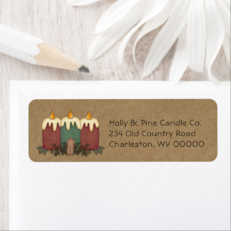 Christmas Country Candles Holly and Pine Return Label