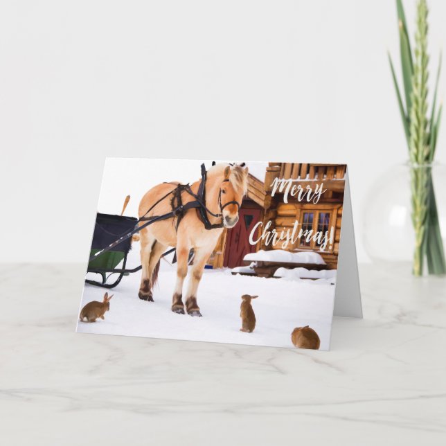 Christmas country farm idyll outdoor in snow holiday card (Front)