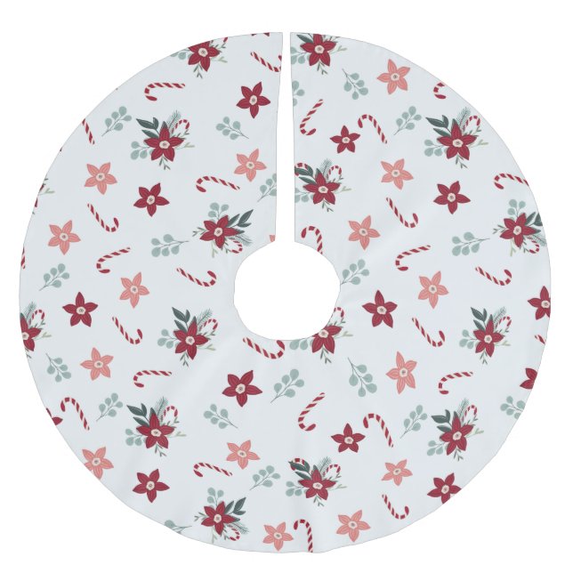 Christmas Country Floral Holiday Tree Skirt  (Front)