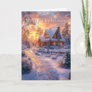Christmas Country Home Sunset Card