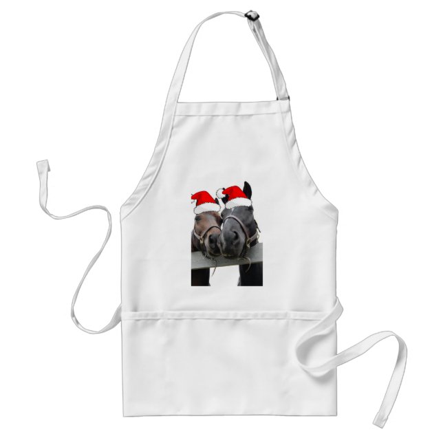 Christmas Country Horses Adult Apron (Front)