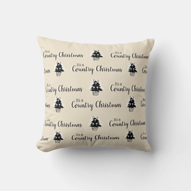 Christmas Country Trees Beige  Throw Pillow (Front)