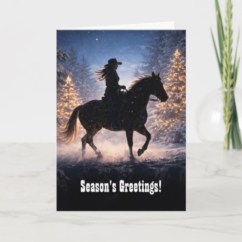 Christmas Country Western Cowgirl Seasons Greeting Card