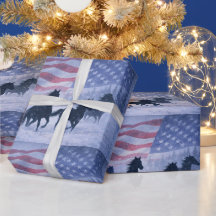 Christmas Country Western Horses American Flag