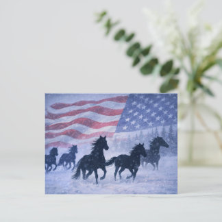 Christmas Country Western Horses Postcard