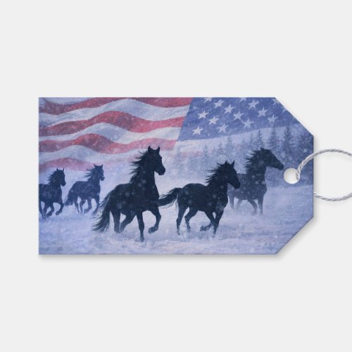 Christmas Country Western Wild Horses Gift Tags