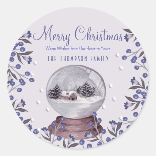 Christmas Countrycore Snowy Landscape Snowglobe Classic Round Sticker