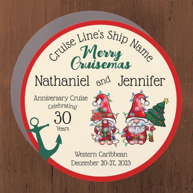 Christmas Couple Anniversary Cruise Door Magnet (Merry Cruisemas!  Celebrate your anniversary onboard)