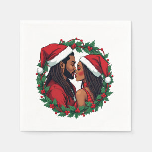 Christmas Couple - Black Love Napkins