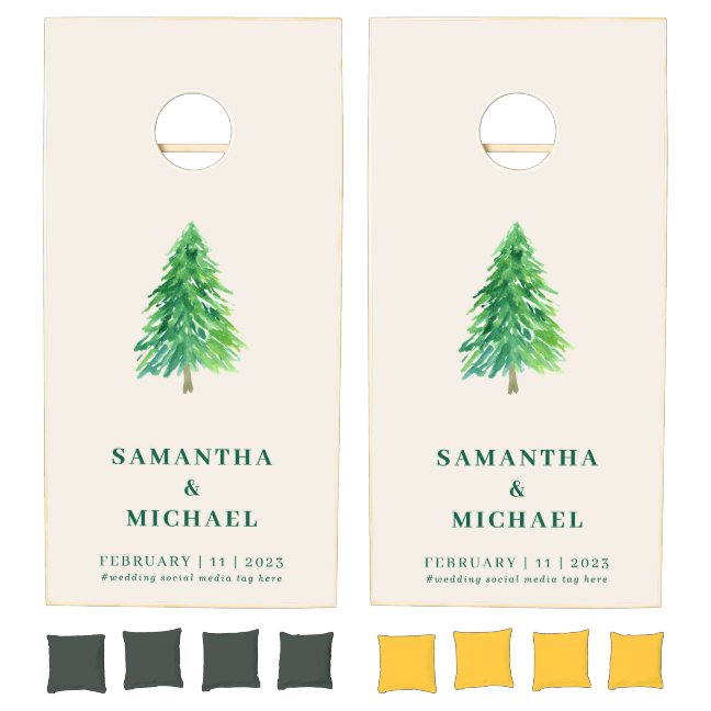 Christmas Couple Forest Tree Cornhole Set