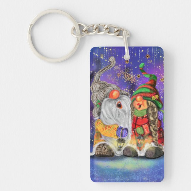 Christmas Couple Gnome Keychain Gift (Front)