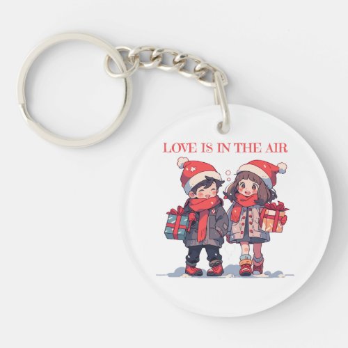 Christmas couple _ Love is in the air Keychain