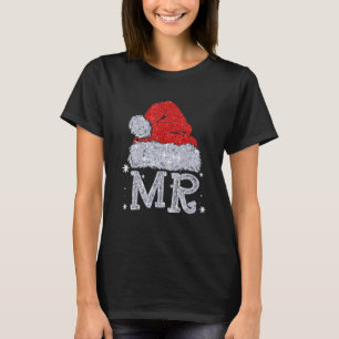 Christmas Couple Matching Mr and Mrs Santa Hat Xma T-Shirt