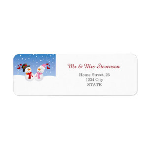 Christmas couple of snowmen funny holidays label