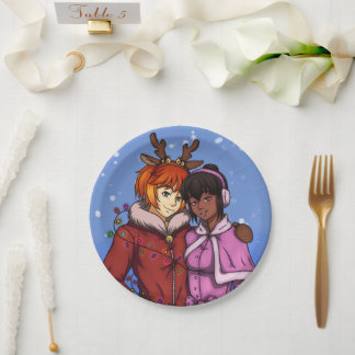 Christmas Couple Paper Plates