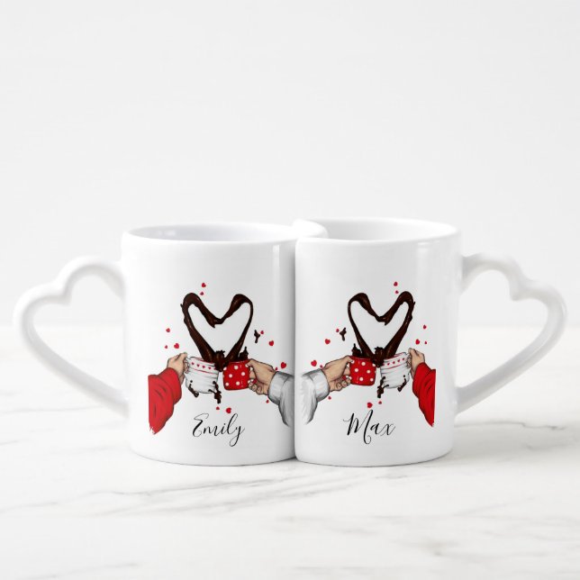 Christmas couple personlized  coffee mug set (Front Nesting)