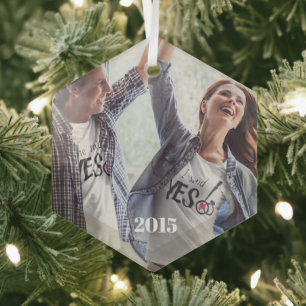 Christmas Couples  Photo Glass Ornament