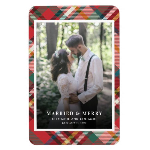 Christmas Couples Photo Married and Merry Holiday Magnet