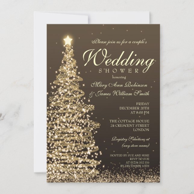 Christmas Couples Shower Gold Invitation (Front)