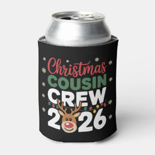 Christmas Cousin Crew 2026 Reindeer Snowflakes Can Cooler