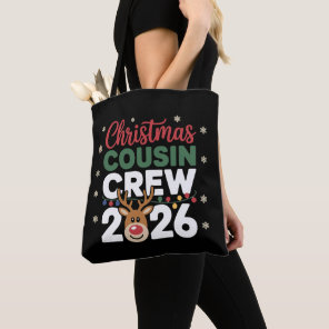 Christmas Cousin Crew 2026 Reindeer Snowflakes Tote Bag