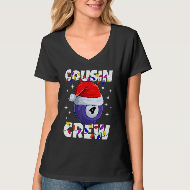 Christmas Cousin Crew 4 Ball Billiard Pajamas Fami T-Shirt (Front)