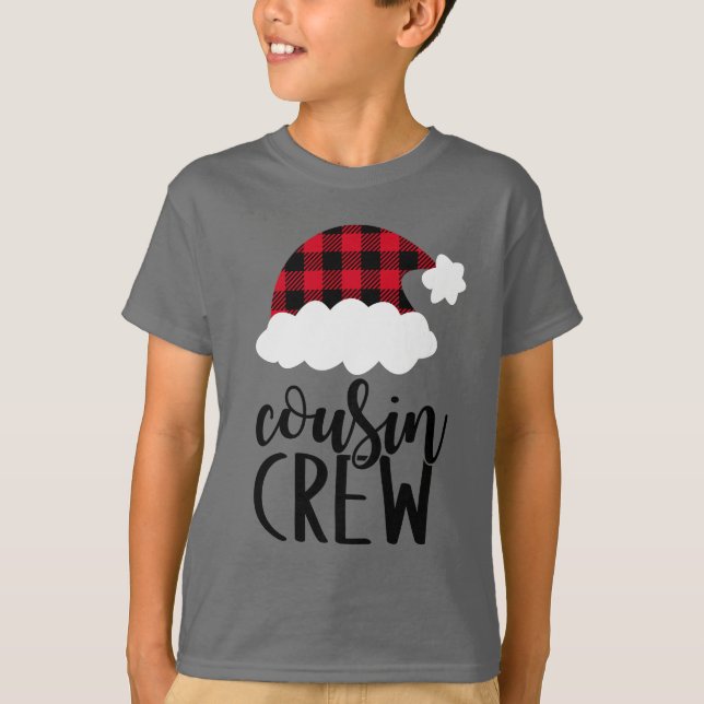 Christmas Cousin Crew - Buffalo Plaid T-Shirt (Front)
