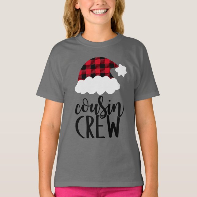 Christmas Cousin Crew - Buffalo Plaid T-Shirt (Front)