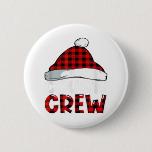 Christmas Cousin Crew Buffalo Red Plaid Pajamas Fa Button