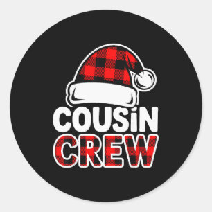 Christmas Cousin Crew Buffalo Red Plaid Pajamas Fa Classic Round Sticker