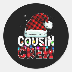 Christmas Cousin Crew Buffalo Red Plaid Pajamas Fa Classic Round Sticker