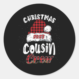 Christmas Cousin Crew Buffalo Red Plaid Pajamas Fa Classic Round Sticker