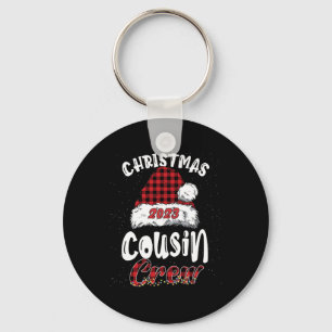Christmas Cousin Crew Buffalo Red Plaid Pajamas Fa Keychain