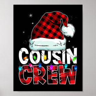 Christmas Cousin Crew Buffalo red plaid Pajamas Fa Poster