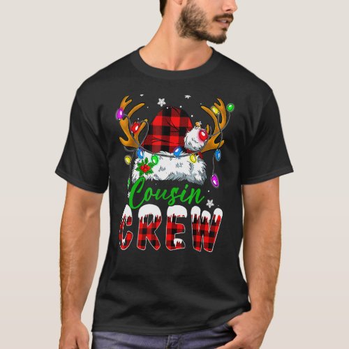 Christmas Cousin Crew Buffalo Red Plaid Santa Xmas T_Shirt