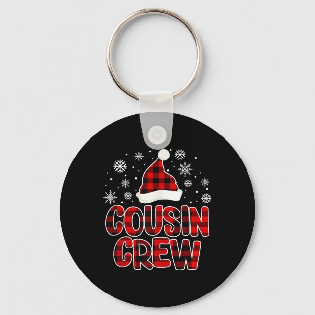 Christmas Cousin Crew Family Matching Xmas Buffalo Keychain (Front)