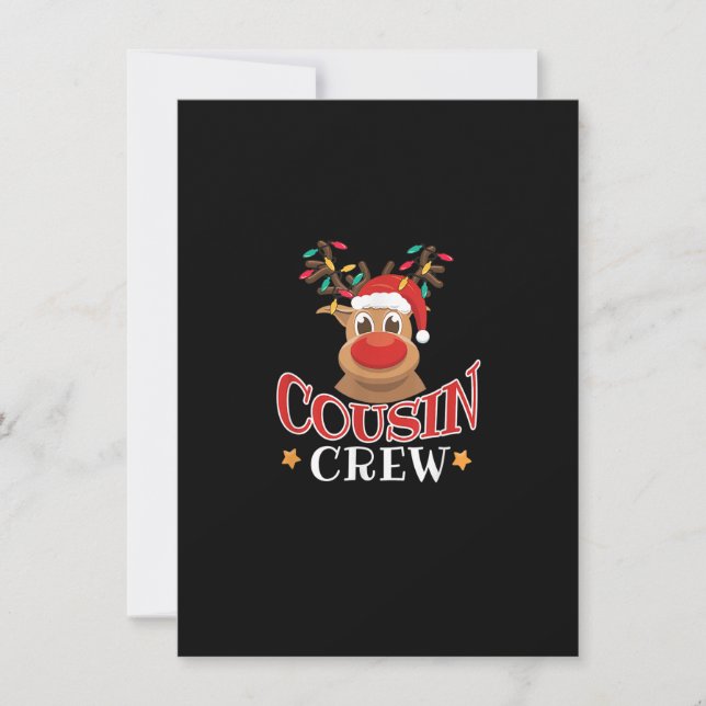 Christmas Cousin Crew Funny Reindeer Matching Paja Invitation (Front)