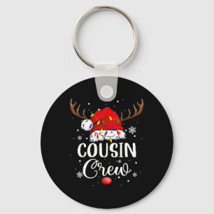 Christmas Cousin Crew Funny Santa Hat Light Kids M Keychain