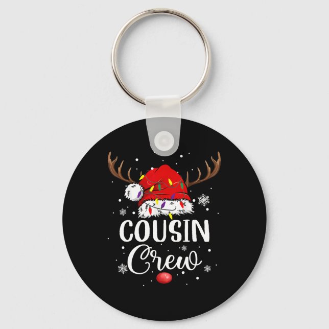 Christmas Cousin Crew Funny Santa Hat Light Kids M Keychain (Front)