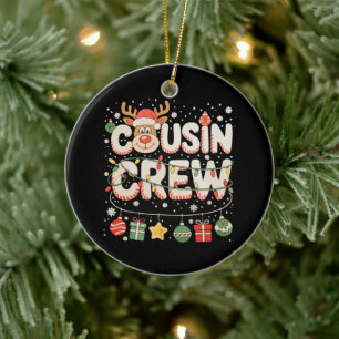 Christmas Cousin Crew Reindeer Matching Family Ceramic Ornament