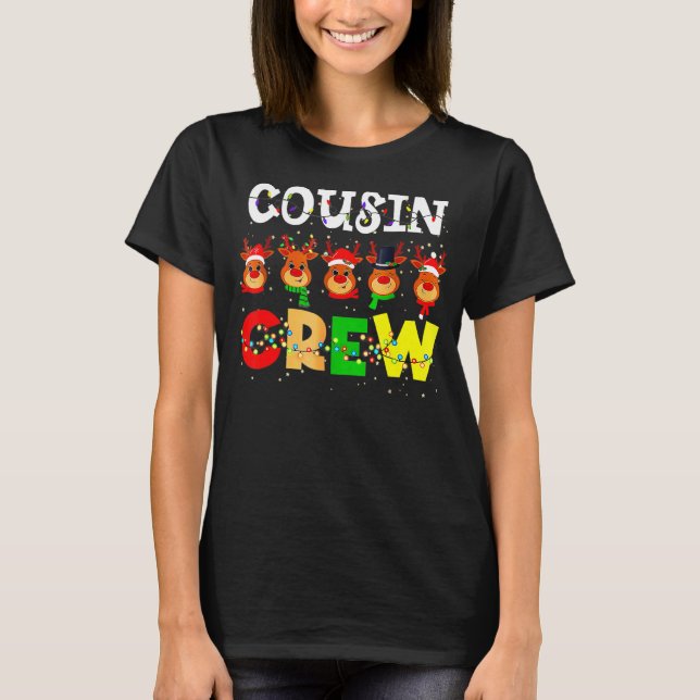 Christmas Cousin Crew  Reindeer Matching Family Pa T-Shirt (Front)