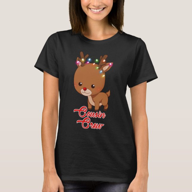 Christmas Cousin Crew Reindeer Shirt, Matching T-Shirt (Front)