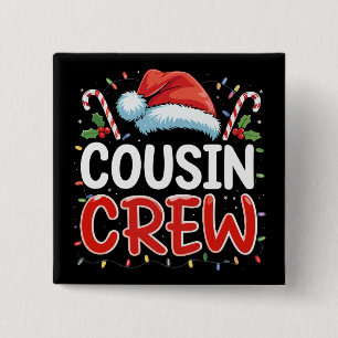 Christmas Cousin Crew Santa Hat Button