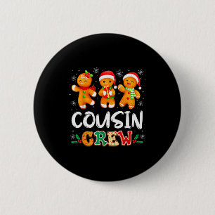 Christmas Cousin Crew Santa Hat Family Matching Fu Button